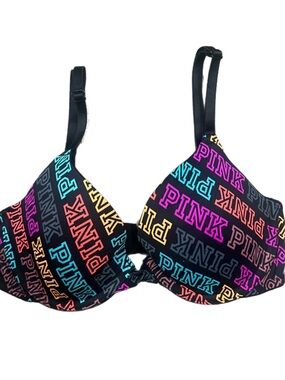 Victoria’s Secret Pink Wear Everywhere T shirt Lightly Lined Logo Bra pink 32B